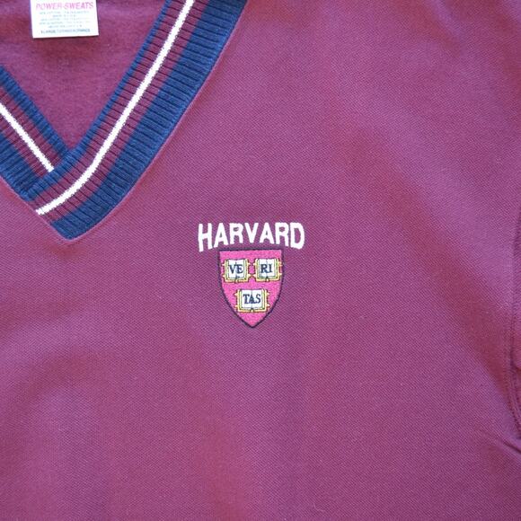 Vintage 90s Harvard University V Neck Sweater Size XL ONEITA - Picture 4 of 5